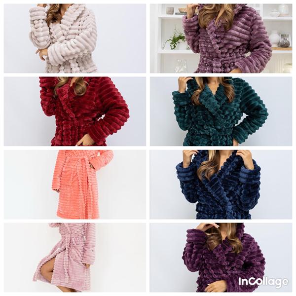 Халат Estima (M-2XL) E32 pink (зима)