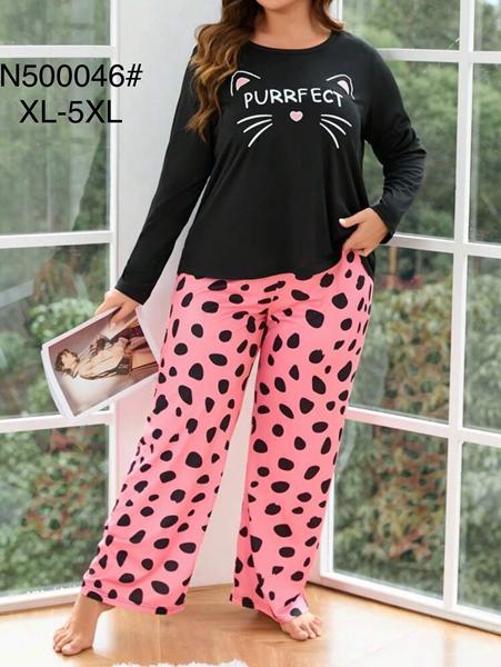Пижама Estima (XL-5XL) N500046 black-pink (деми)