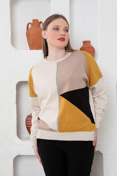 Свитер Julia (52-54) JL448 beige-orange (деми)