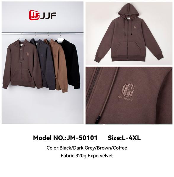 Кофта спорт JJF (L-4XL) 50101 black (зима)