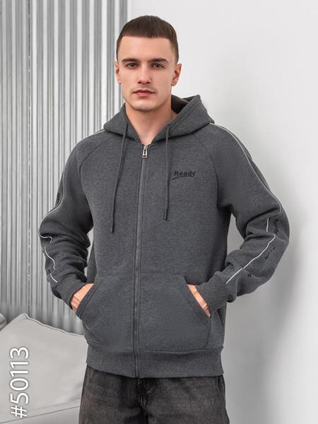 Кофта спорт JJF (L-4XL) 50113 grey (зима)