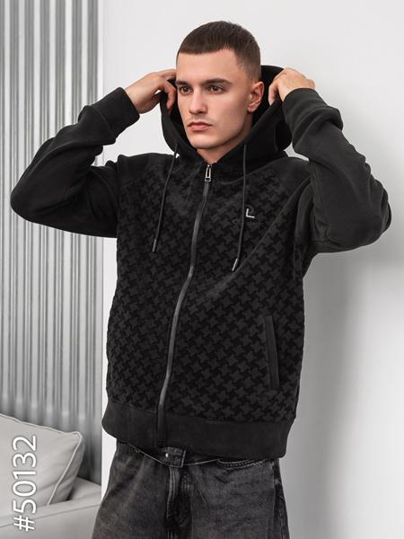 Кофта спорт JJF (L-4XL) 50132 black (зима)