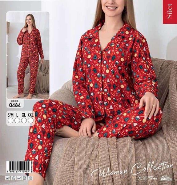 Пижама Estima (S-2XL) 0484 red (зима)