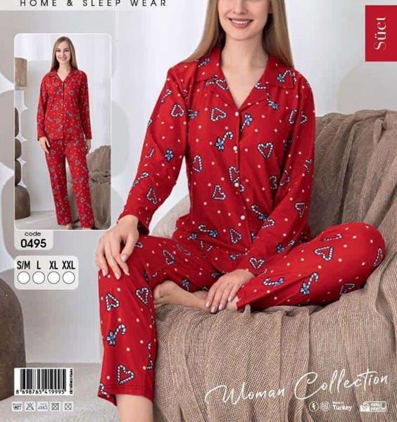 Пижама Estima (S-2XL) 0495 red (зима)