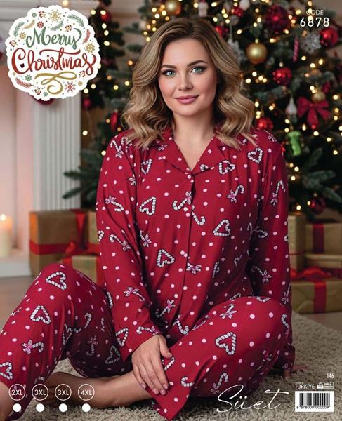 Пижама Estima (2XL-4XL) 6878 red (зима)