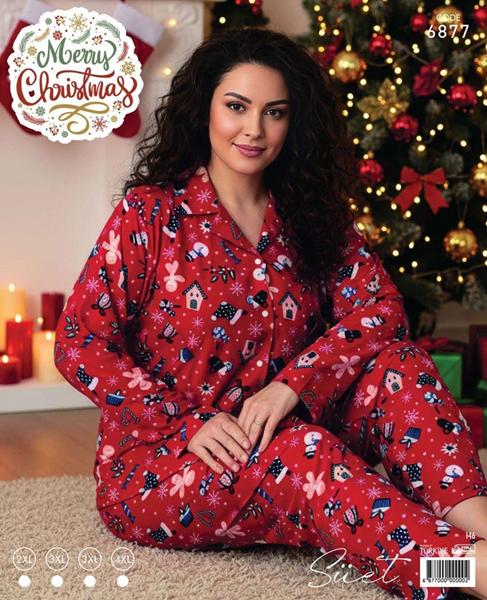 Пижама Estima (2XL-4XL) 6877 red (зима)