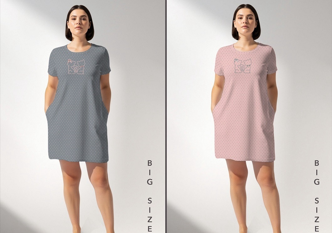 Ночнушка Trikotag (XL-4XL) T79 grey (лето)