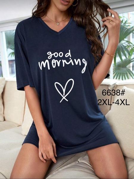 Ночнушка Anion (2XL-4XL) 6638 navy (лето)