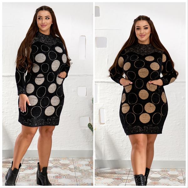 Платье Lola (52-54) LL386 black-beige (зима)