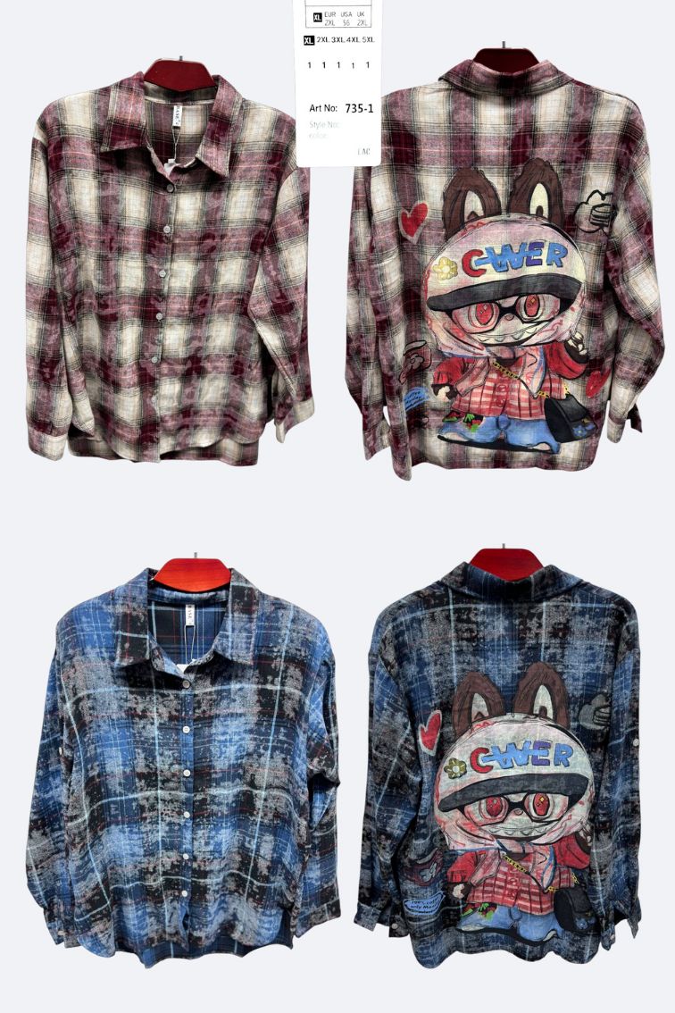 Рубашка BASE (XL-5XL) 735-1 blue (деми)