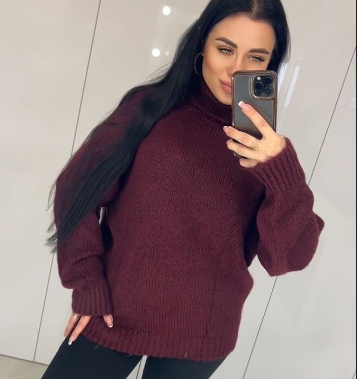 Свитер Lora (one size) LR944 wine (зима)