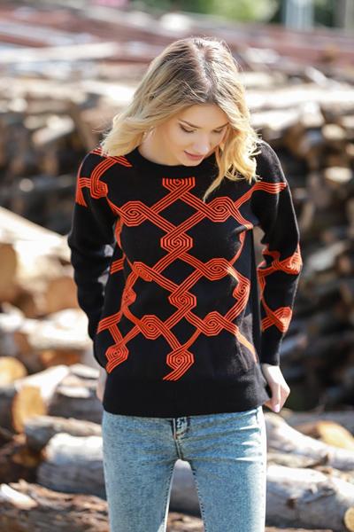 Свитер Shipi (46-50) 3014 black-orange (зима)