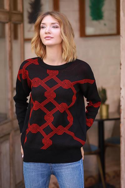 Свитер Shipi (46-50) 3014 black-red (зима)