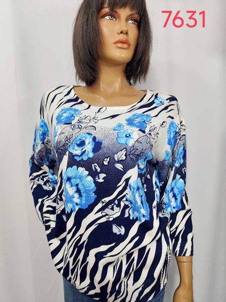 Свитер LIDA (3XL-4XL) 7631 navy-l.blue (деми)