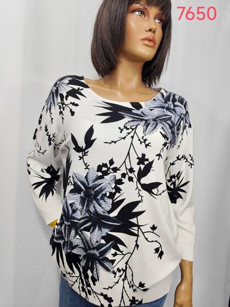 Свитер LIDA (XL-4XL) 7650 white blue (деми)