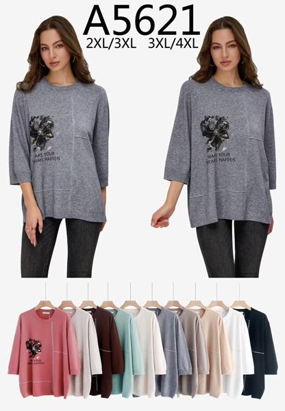 Свитер Anne-Kiss me (2XL-4XL) A5621 mix (деми)