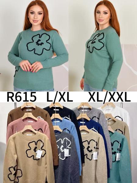 Свитер Anne-Kiss me (L-2XL) R615 mix (зима)