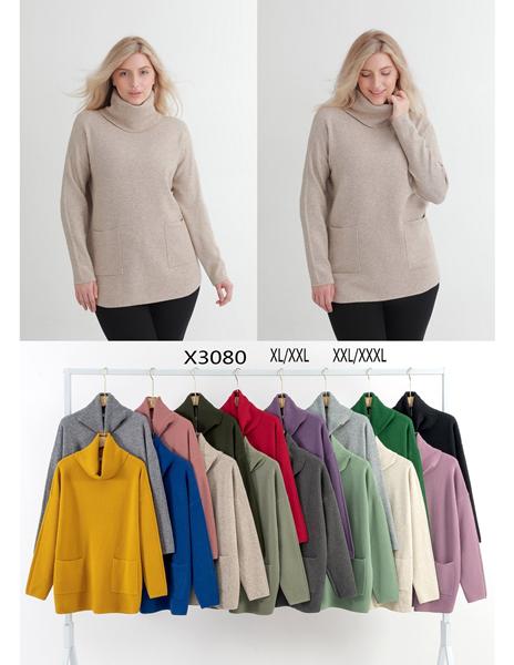 Свитер Anne-Kiss me (XL-3XL) X3080 mix (зима)