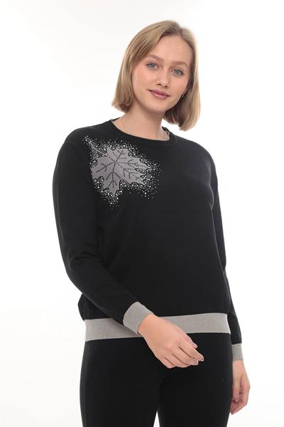 Свитер Julia (52-54) JL857 black-grey (деми)