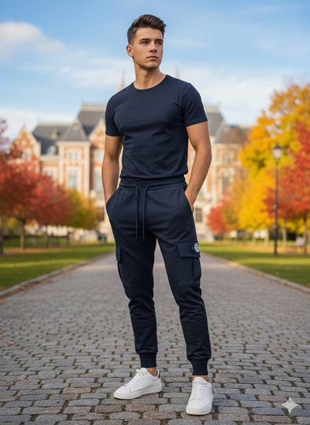 Штаны спорт Moranny (S-2XL) MR509 navy (деми)