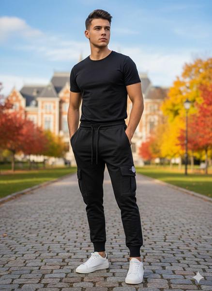 Штаны спорт Moranny (S-2XL) MR510 black (деми)