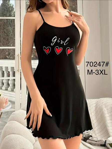 Ночнушка Brilliant (M-3XL) 70247 black (лето)