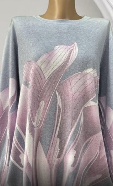 Свитер Elena&Vika (48-54) 25210 grey-pink (деми)