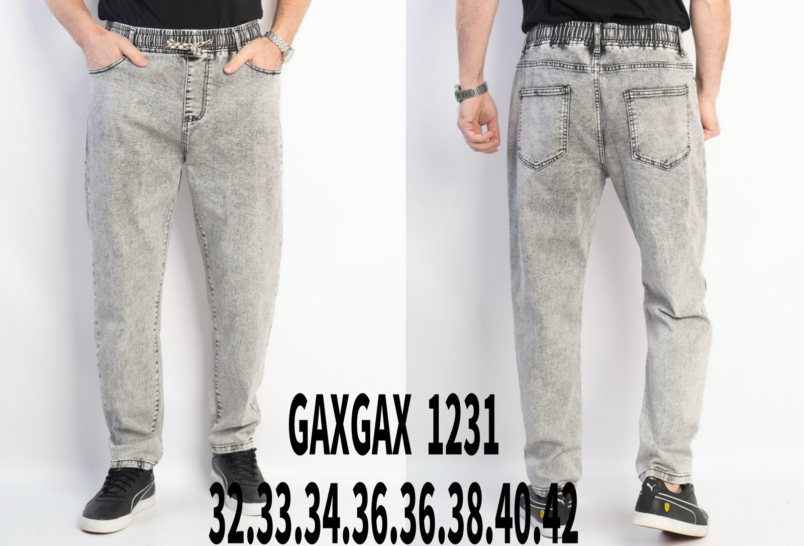 Джинсы Basanjiu (32-42) 1231 grey (деми)