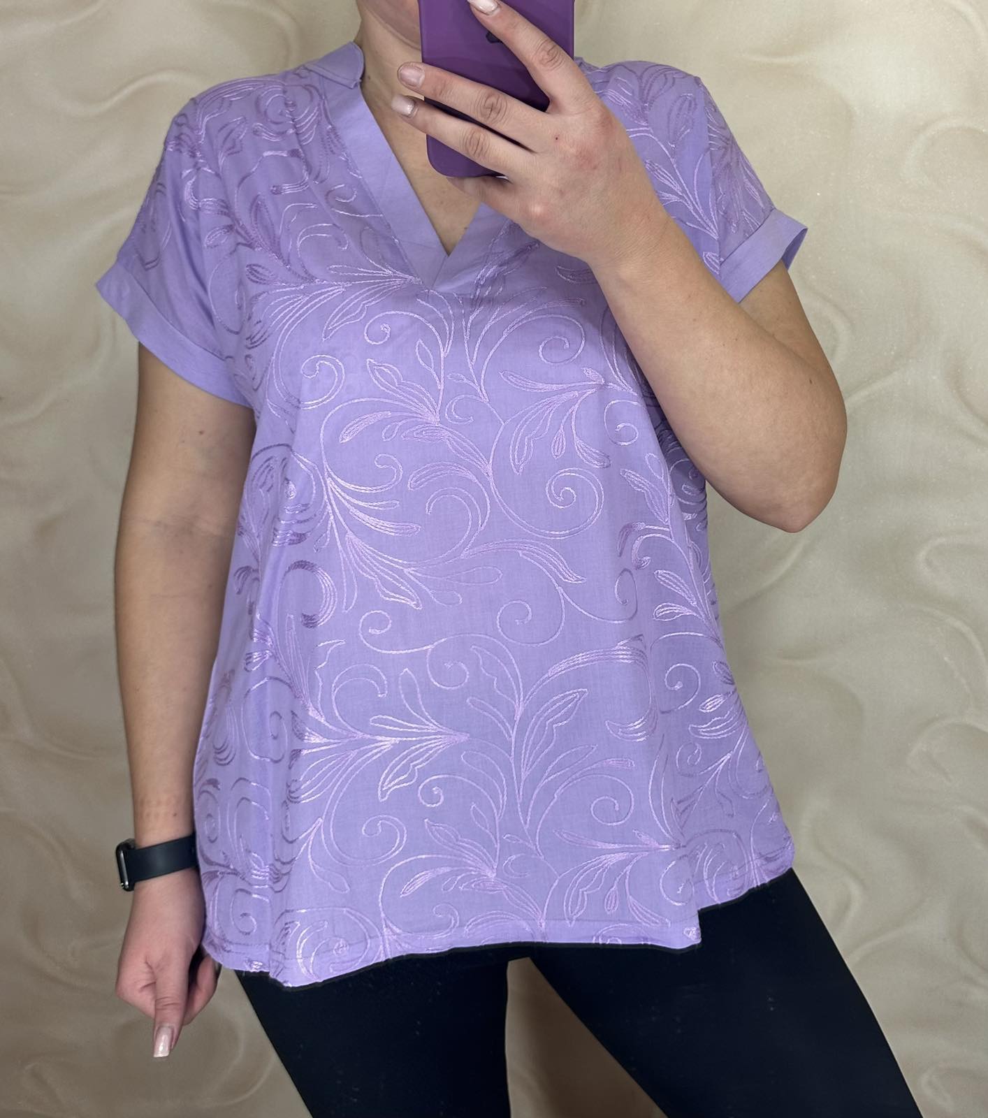 Футболка LeVisha (M-2XL) 26003 lilac (лето)