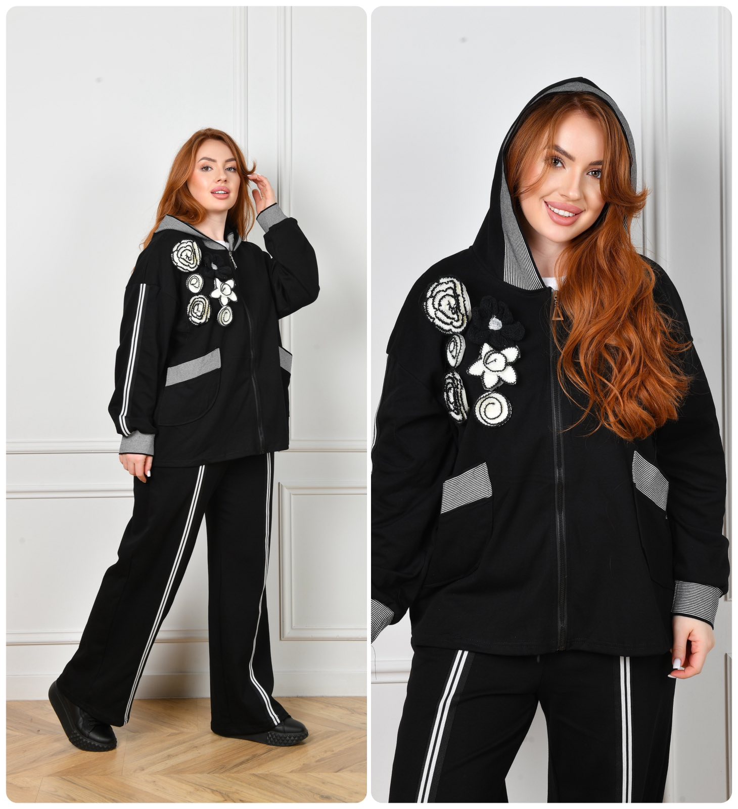 Костюм спорт Saint Wish (3XL-5XL) T2027 black (деми)