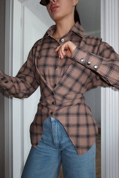 Рубашка Style Nadezhda (S-L) 033-1 brown (деми)