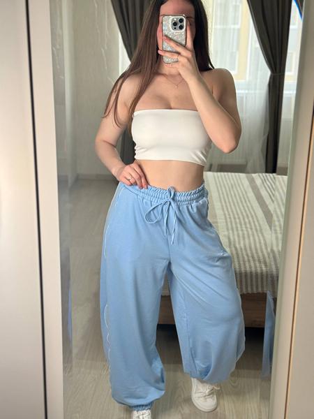 Штаны спорт Arina (42-48) 1716 l.blue (деми)