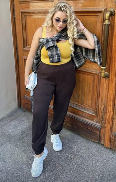 Штаны спорт Sport style (S-XL) 1023 brown (деми)