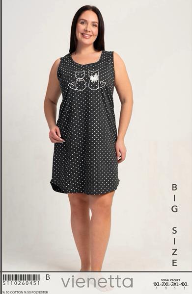 Ночнушка Trikotag (XL-4XL) T452 black (лето)