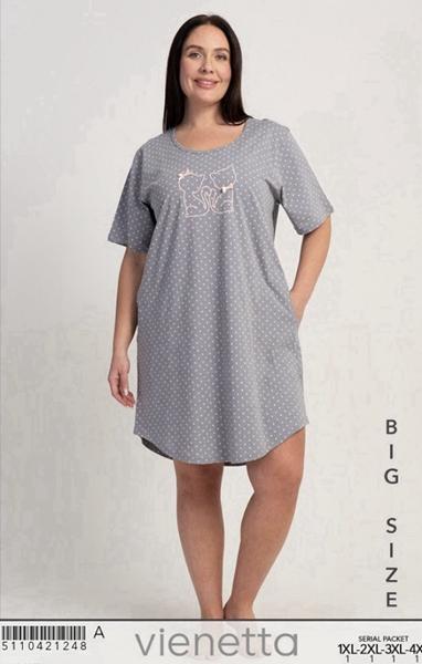 Ночнушка Trikotag (XL-4XL) T462 grey (лето)