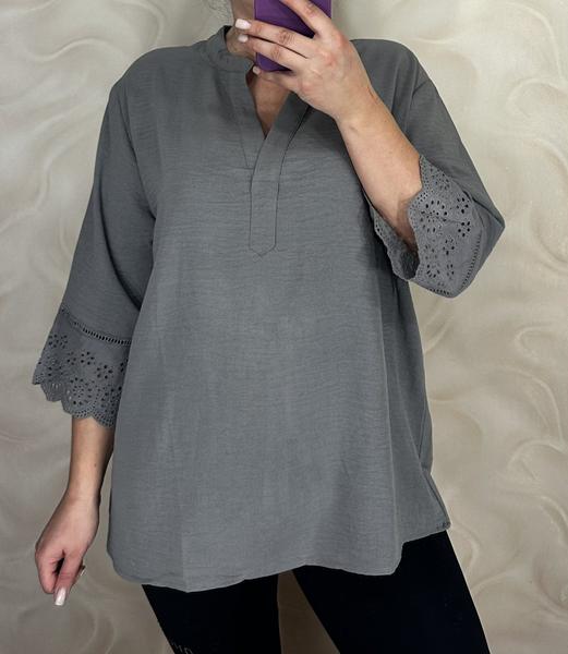 Блузка LeVisha (52-56) 26105 grey (деми)