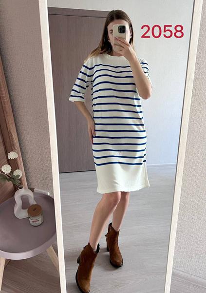 Платье FSN (44-48) 2058 white-blue (деми)