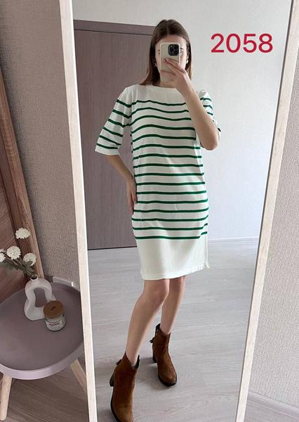 Платье FSN (44-48) 2058 white-green (деми)