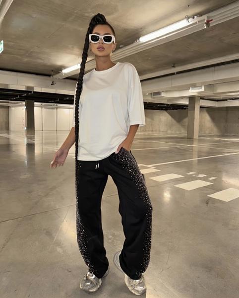 Штаны спорт Karon (S-L) 7164 black (деми)