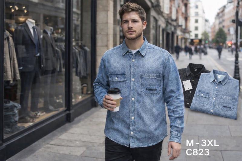 Рубашка Lina (M-3XL) C823 blue (деми)