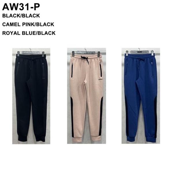 Штаны спорт TRAN (S-2XL) AW31P black (деми)