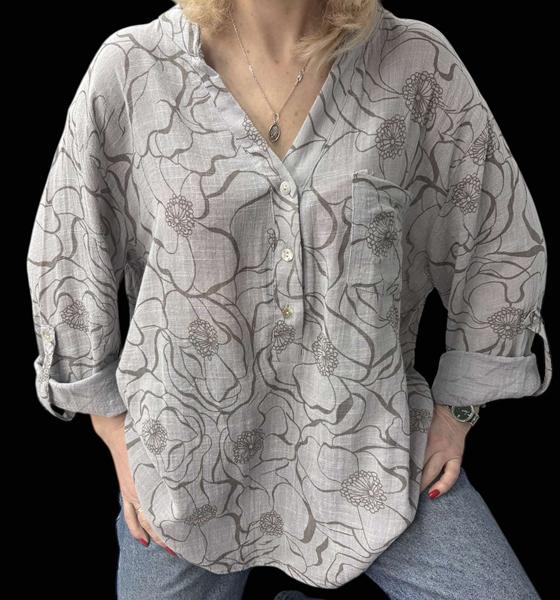 Блузка LeVisha (50-56) 26022 grey (деми)