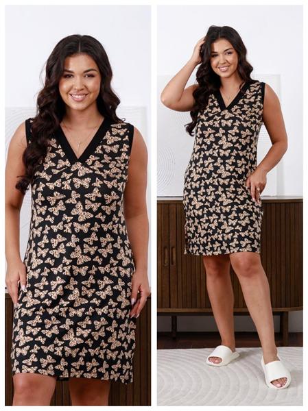 Ночнушка Vehuiah (2XL-4XL) VH109 black (лето)