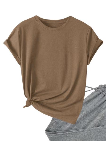 Футболка ALIA (M-3XL) AL49 brown (лето)