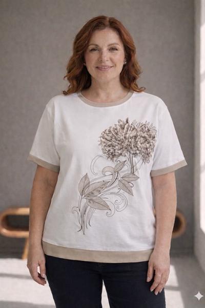 Футболка Elena&Vika (50-56) 25022 white-beige (лето)