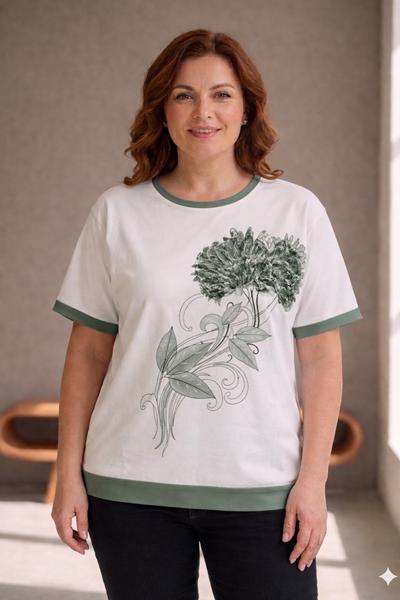 Футболка Elena&Vika (50-56) 25022 white-green (лето)