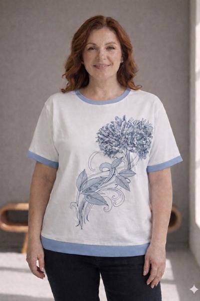 Футболка Elena&Vika (50-56) 25022 white-l.blue (лето)