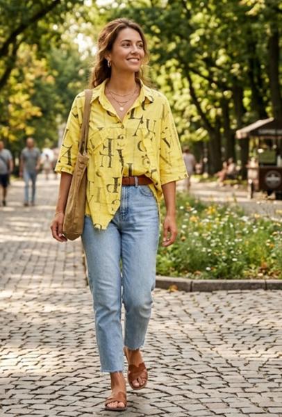 Рубашка Orange Chinese (XL-4XL) 343 yellow (лето)