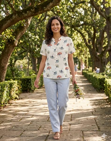 Блузка Orange Chinese (XL-5XL) 297 milk (лето)