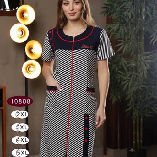 Халат Annet (2XL-5XL) DO10808 white-navy (лето) Annet DO10808 white-navy